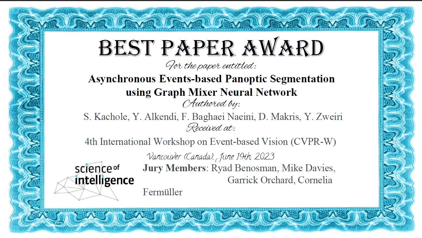 Receiving Best Paper Award